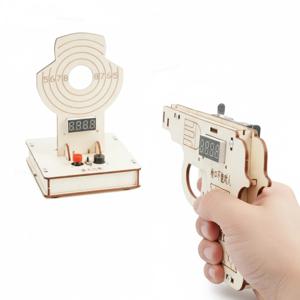 STEM DIY 나무 목표 사격 게임 키트, 어린이를 위한 인터랙티브 조립 장난감, 교육용 과학 실험 공예 세트