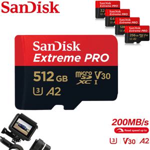 새로운 샌디스크 정품 메모리 카드 64GB 익스트림 프로 클래스10 512GB UHS-I 플래시 마이크로 SD 카드 C10 울트라 A2 HC/SDXC 드롭쉬핑