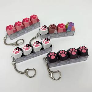 고양이 발톱 키체인 4키 키보드 키링 백팩 펜던트 데스크탑 액세서리 손가락 끝 사무실 압력 해소 프레스 도구
