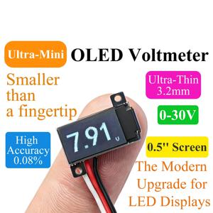 0.5인치 미니 OLED 디지털 전압계 DC 0-30V 고정밀 0.08% 초박형 3.2mm 전압 측정기 테스터 패널 DIY 배터리 자동차용