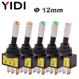 자동차 조명 토글 스위치 ASW-15D, SPST 2 포지션 3 핀 ON OFF, 12V 24V DC, 레드, 그린, 블루, 옐로우, 화이트 LED, 5 개, 10 개, 12mm