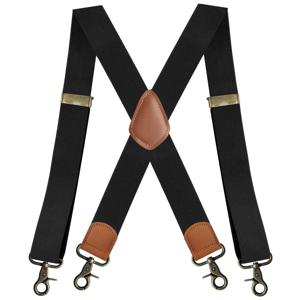 남성용 빈티지 멜빵 3.5cm 와이드 X-블랙 4 브론즈 후크 클립 헤비 듀티 빅 키 큰 조절 가능한 탄성 바지 교정기 스트랩