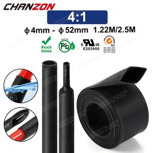1.22M 2.5M 4:1 4 - 52mm 열수축 튜브(접착제 포함) 이중 벽 접착제 줄 지어 와이어 방수 해양 등급 가열 수축 랩