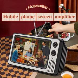 12 인치 전화 화면 돋보기 확대 스탠드 전화 홀더 HD 비디오 증폭기 눈 보호 아이폰에 대한 레트로 TV 상자