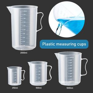 250ml/500ml/1000ml/2000ml 프리미엄 투명 플라스틱 졸업 측정 졸업 용기 비커 실험실 플라스틱 도구