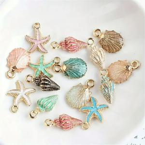 30/50개 랜덤 드리핑 오일 펄레센트 조개껍질 불가사리 DIY 쥬얼리 액세서리 팔찌 귀걸이 펜던트 합금