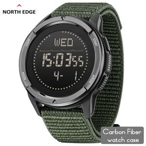 NORTH EDGE ALPS 남성용 디지털 탄소 섬유 시계 충격 Militray 스포츠 슈퍼 라이트 야외 나침반 방수 50M 손목 시계
