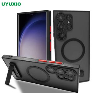 UYUXIO 반투명 마그네틱 휴대폰 케이스 (삼성 갤럭시 S26 S25 울트라 S24 S23 FE S22 플러스용 킥스탠드 포함)