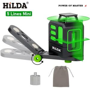 HILDA 레이저 레벨 2 라인/5 라인 360 자동 레벨링 레벨 건설 도구 장비 녹색 빛 크로스 레이저 좋은 선물