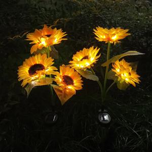 LED 태양열 해바라기 장미 꽃 조명, 홈 장식 꽃 조명, 정원 장식 잔디 램프, 방수 조경 장미 조명