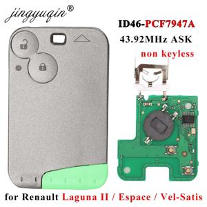 Jingyuqin 2 버튼 원격 키 ID46 PCF7947 칩 433Mhz Renault Laguna Espace 2001-2008 Vel-Satis Keyless 카드 Fob 자동차 스타일링