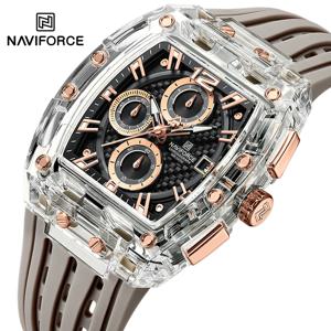 새로운 NAVIFORCE 남자 석영 다기능 시계 패션 스포츠 크로노 그래프 5ATM 방수 실리콘 밴드 캐주얼 남자 손목 시계