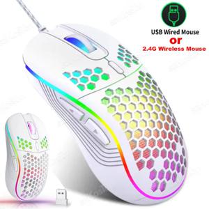 허니콤 유선 게이밍 마우스 RGB 백라이트 7200 조절 가능 DPI 인체공학적 USB 컴퓨터 마우스 (윈도우 PC 및 노트북 게이머용)
