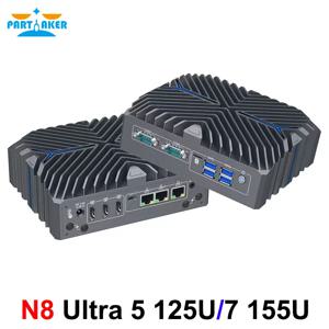 Partaker 산업용 PC 14 세대 울트라 5 125U 울트라 7 155U Win11 Pro 4K 3 x HD 3 x LAN C 타입 디지털 사이니지 팬리스 AI 미니 PC