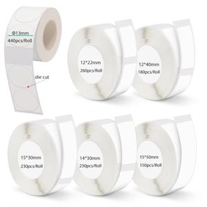 화이트 갭 라벨 용지, 방수 자체 접착 스티커 롤, P12 P15 Phomemo D30 Q30 열전사 프린터용, 12*40mm, 15*30mm, 15*50mm