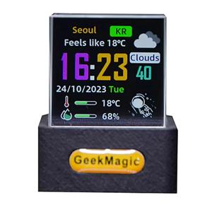 GeekMagic 크리스탈 큐브 사진 디스플레이 홀로그램 데스크탑 스마트 기상 관측소 GIF 애니메이션이 포함된 디지털 시계 앨범 XY