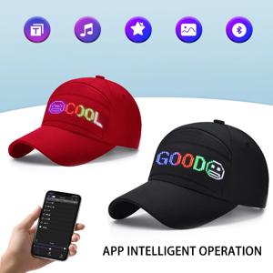 블루투스 LED 모자 풀 컬러 디스플레이 메시지 캡 앱 제어 야구 모자 라이트 인터랙티브 LED 캡 모든 연령대용