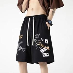 [M-8XL] 3컬러 남성 플러스 사이즈 루즈한 아메리칸 힙합 그래피티 프린트 캐주얼 팬츠 패셔너블한 스포츠 팬츠