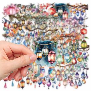 50PCS 다채로운 랜턴 전구 스티커 편지지 물병에 대 한 애완 동물 장식 데 칼 휴대 전화 태블릿 노트북 컴퓨터 수하물