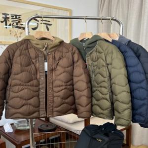 남녀공용 순색 라운드넥 경량 따뜻한 다운 자켓 화이트 마운틴 덕다운 코트 스트릿 스타일 레귤러 길이