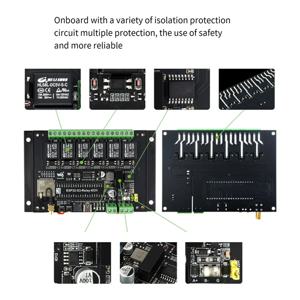 Waveshare ESP32-S3 6CH Wifi 릴레이 모듈 산업용 등급 검정색 ABS는 Wifi/Bluetooth/RS485/Pico 인터페이스 릴레이를 지원합니다.