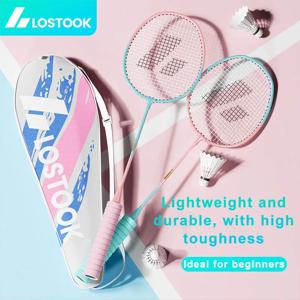 LOSTOOK 배드민턴 라켓, 나일론 셔틀콕 3개/휴대용 가방 1개 초보자 배드민턴 세트 스포츠 피트니스 장비