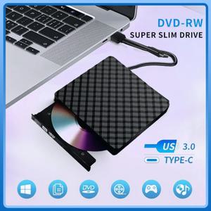 2 in 1 USB3.0 타입 C 광학 드라이브 슬림 외장 DVD RW CD 라이터 드라이브 버너 리더 플레이어 휴대용 DVD 버너 (노트북 PC용)