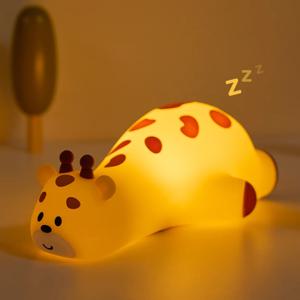 LED 야간 조명 귀여운 팬더 토끼 기린 실리콘 램프 충전식 디 밍이 가능한 보육 어린이를위한 야간 조명 침대 옆 램프