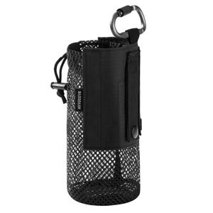 Molle 스트랩이있는 Bassdash 물병 주머니 벨트 클립 Carabiner 여행 낚시 사냥 하이킹을위한 접이식 메쉬 홀더 가방