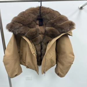 리얼리티 퍼 재킷 방풍 여성용 리얼 퍼 재킷 화이트 구스 다운 코트 겨울 두꺼운 따뜻한 캐주얼 내추럴 폭스 퍼 칼라 가을