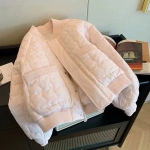 트렌디한 플래드 다운 코튼 재킷 여성용 루즈핏 안티에이징 겨울 아우터 다용도 폴리에스터 섬유 숏 코트