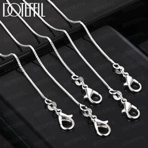 DOTEFFIL 925 스털링 실버 1MM 박스 체인 목걸이 1/5/10개/로트 16-30인치 여성 남성 패션 주얼리