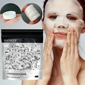 100PCS 일회용 압축 페이셜 마스크 휴대용 여행용 부직포 페이스 마스크 스킨 케어 코튼 포장 마스크 종이