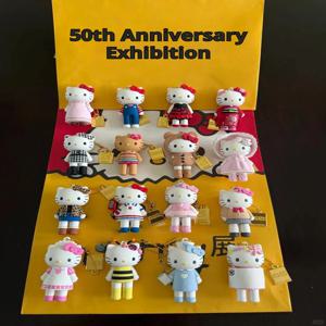 신제품 50주년 기념 한정판 키티 고양이 귀여운 백팩 펜던트 블라인드 박스 카와이 PVC 액션 피규어 키체인 장난감 축제 선물