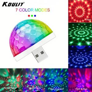 USB 미니 디스코 라이트, 파티 조명 볼 사운드 활성화, DJ 디스코 볼 무대 조명-멀티 컬러 LED 자동차 분위기 조명, 가라오케