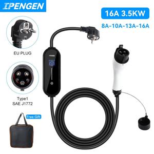 IPENGEN 휴대용 Type1 EV 충전기 3.5KW 16A 1상 전기차 충전기 EVSE 고속 충전 월박스 EV 충전기 5M SAE J1772