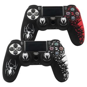 PS4 컨트롤러 케이스용 부드러운 실리콘 커버, 360 °   완전한 보호, 땀 방지 긁힘 방지, 페이딩 없음, 엄지 스틱 캡 포함