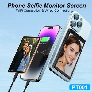 아이폰용 마그네틱 셀카 스크린 WiFi 셀카 모니터(원격 제어 포함) 여행용 휴대용 1500mAh 보조베터리