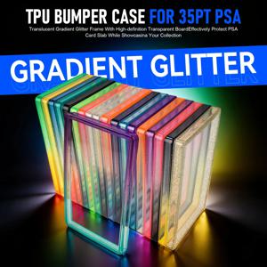 글리터 TPU 슬래브 범퍼 가드 케이스 홀더 보호 스킨 디스플레이 슬리브 (PSA 35PT 등급 트레이딩 카드용, 투명 뒷면)