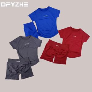 2026 Four Seasons DFYZHE 임팩트 반팔 요가 타이트 반바지 복싱 피트니스 러닝 티셔츠 + 반바지 스포츠 세트