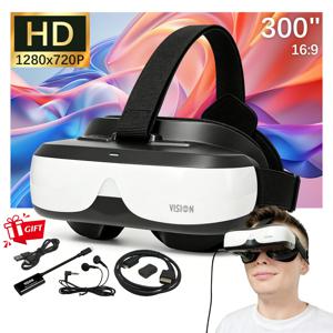 휴대용 헤드 마운트 디스플레이 HDMI Type-C, 300인치 가상 스크린 개인 영화관, 스위치, 스팀 덱, PS5, PC 호환