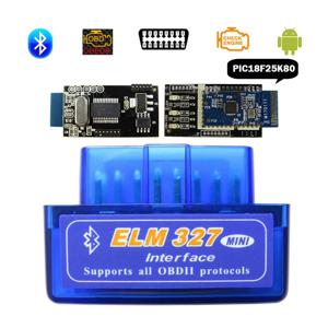 엘름-327 OBD2 자동차 스캐너 미니 ELM327 블루투스 V1.5 OBD 2 자동 진단 도구 리얼 PIC1825K80 엘름 327 V 1.5 안드로이드용