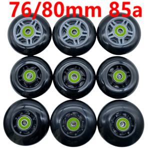 인라인 롤러 스케이트 비 깜박임 휠 스케이트 휠 76mm 80mm 85A 블랙 휠 8 바퀴/로트