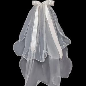 실제 이미지 신부 베일 활 0.8m Vestido De Noiva Longo 웨딩 베일 무료 빗이있는 아이보리 화이트 베일