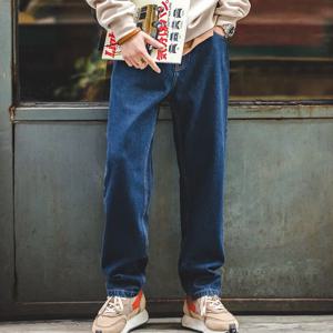 Maden 워싱 데님 청바지, 레트로 루즈 스트레이트 바지, 헐렁한 바지, 오버사이즈 28-38 패션, 2 가지 색상, 12.8 oz