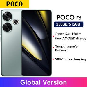 POCO F6 5G 글로벌 버전 휴대폰 120Hz 플로우 AMOLED 디스플레이 90W 터보 충전 50MP 카메라 시스템(OIS 탑재) 스냅드래곤 8s Gen 3
