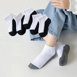 5 짝/몫 2023 새로운 여름 어린이 양말 코튼 키즈 패션 블랙 화이트 그레이 1-12 년 십대 학생 아기 소녀 소년 양말