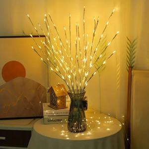 1pc 흰색 자작 나무 지점 조명 배터리 운영 20 LED 요정 조명 조명 버드 나무 지점 홈 침실 벽난로 장식
