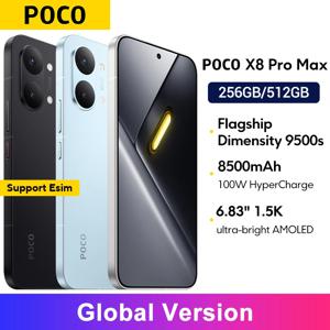 글로벌 버전 포코 X8 프로 맥스 8500mAh 스마트폰 디멘시티 9500s 6.83인치 1.5K 120Hz 울트라 브라이트 AMOLED 디스플레이