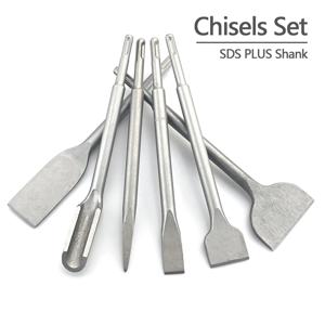 250mm 치즐 세트 SDS 플러스 샹크 전기 해머 드릴 비트 포인트 그루브 플랫 치즐 석조 공구 (콘크리트, 벽돌, 석재용)